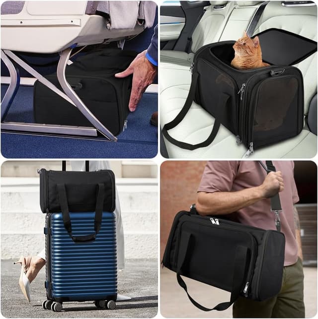 Thumbnail 6 de vsshe faltbare Hundebox für Auto & Flugzeug – Transportbox aus atmungsaktivem Netz (bis 15 Pfund, Schwarz)