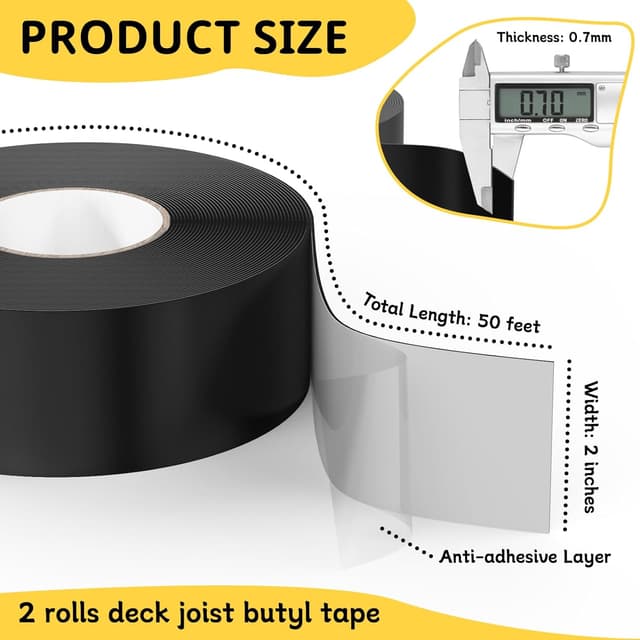 Detalle 2 de Hanotic Decking Tape 50mm x 15.2m (2 rolls) butyl joist sealing tape
