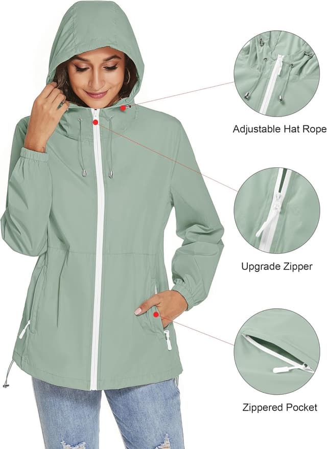 Detalle de iWoo waterproof rain jacket hooded