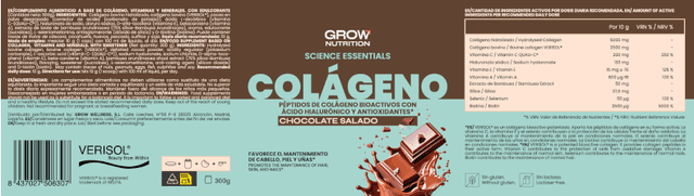 Detalle 2 de Grow Nutrition Colágeno Chocolate Salado 300 g 🥤