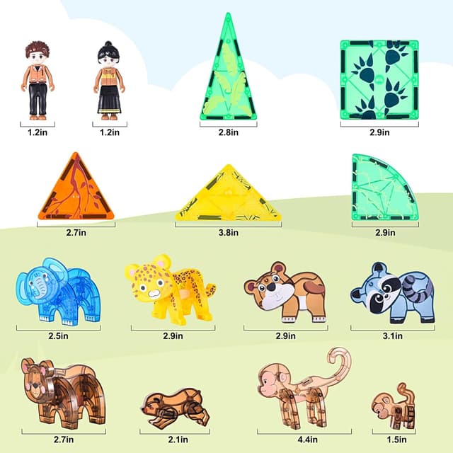 Thumbnail 6 de Magnetic Tiles for Kids 62PCS set with 3D animals & forest theme (UKCA certified) – STEM magnetic building blocks