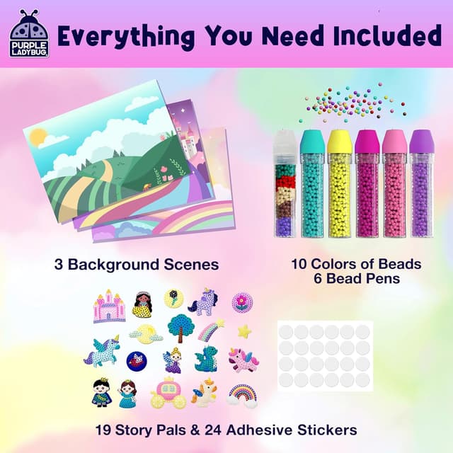 Detalle de My BeadStories Princess Unicorn Bead Mosaic Art Kit for Kids (Ages 4–10)