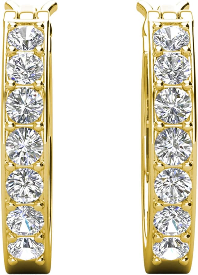 Detalle de Hoop Loop Earrings in 18K White Gold with Sparkling Crystal (with jewellery box) for Women