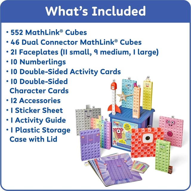 Detalle de hand2mind Numberblocks Heroes with Zeroes MathLink Cubes Activity Set (Numberblocks licensed math cubes)