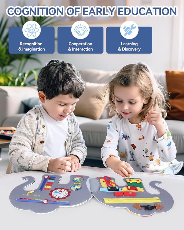 Detalle de Heypappy Montessori-style Elephant Busy Board for Toddlers with Fine Motor Activities