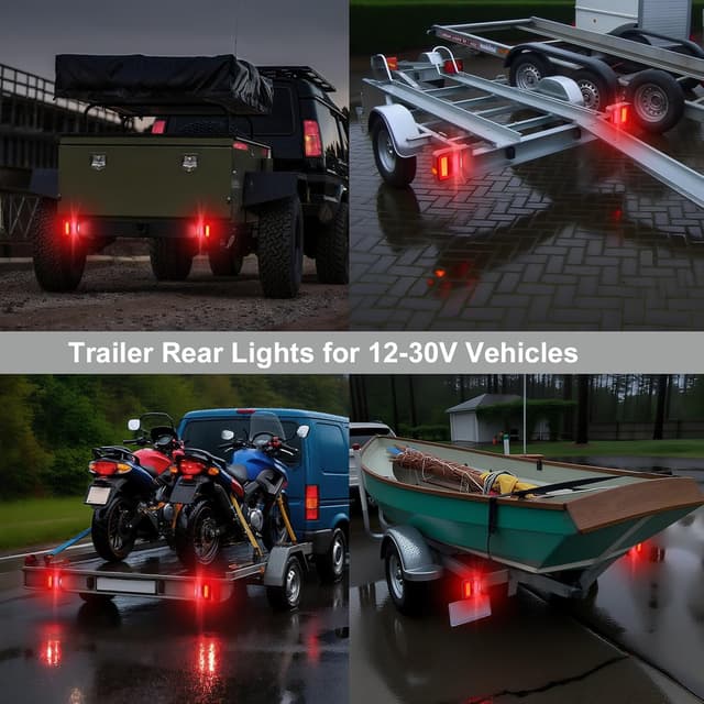 Detalle de Justech 12-30V Magnetic Mount Trailer Lights (Rear Brake/Turn) with IP65 Waterproof Tail Light