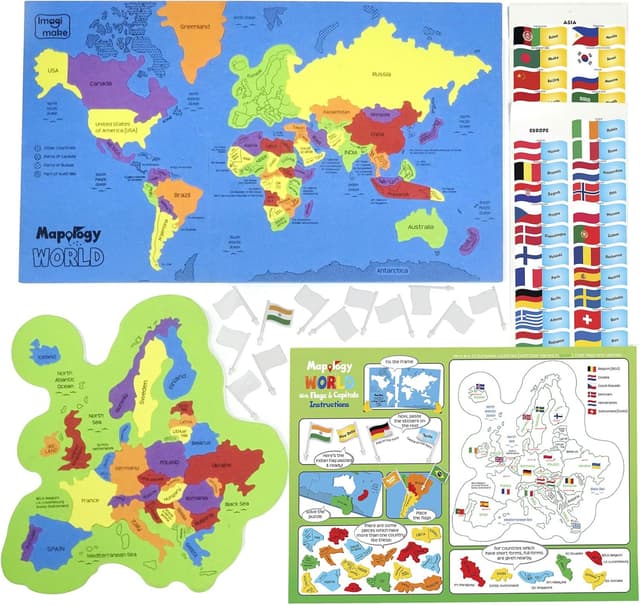Detalle 2 de Imagimake Mapology USA & World Map Puzzle
