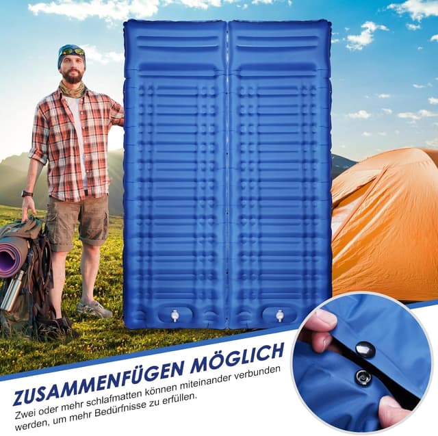 Detalle 1 de Arlierss Isomatte Luftmatratze für Camping & Wandern, 12 cm Dicke mit Fußpumpe und Kissen