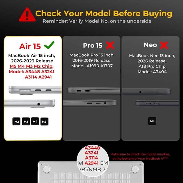 Detalle de EooCoo Hülle für MacBook Air 15 (15,3 Zoll) mit Touch ID – ultradünne Hartschale Case „Glitzer Klar“