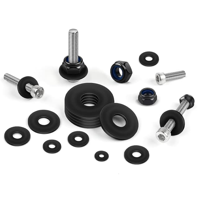 Detalle de Jeboler Unterlegscheiben M6 Schwarz aus Edelstahl A2 (V2A), DIN 9021, 25 Stück