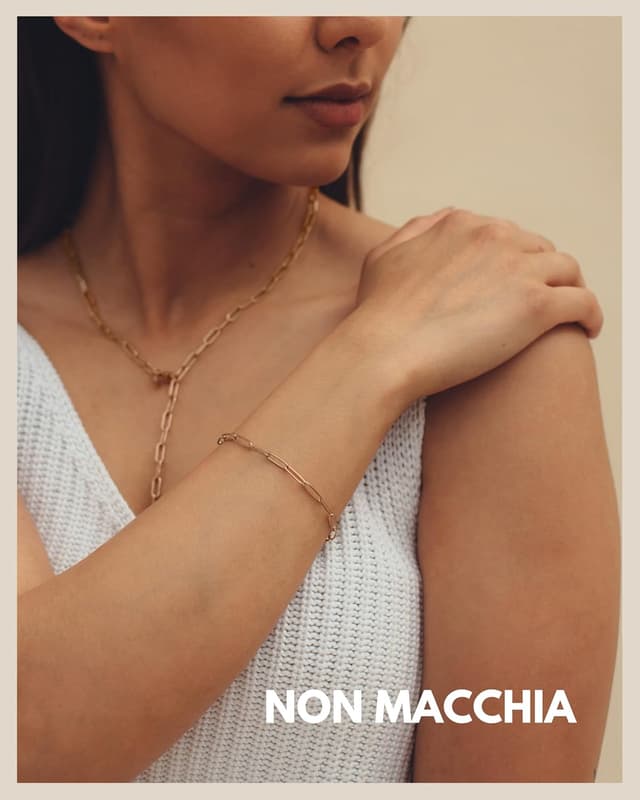 Detalle de GD GOOD.designs EST. 2015 bracciale a maglie da donna impermeabile in acciaio inox a maglie fini regolabile (oro o argento)