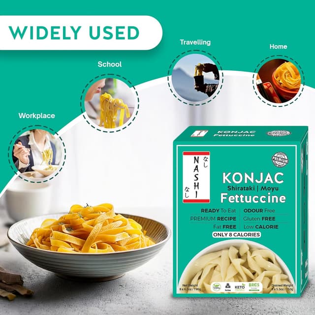 Detalle de Nashi Shirataki Konjac Fettuccine 8Ă190g đ