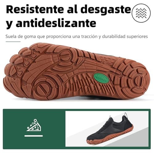 Detalle de SAGUARO zapatillas barefoot ligeras para mujer con puntera ancha y suela de caída cero (Negro, talla 41)