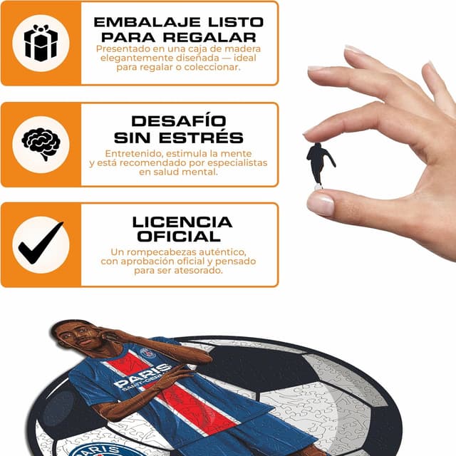 Detalle de Iconic Puzzles PSG Ousmane Dembélé, puzzle di legno 270 pezzi taglia M (licenza ufficiale) 100% sostenibile