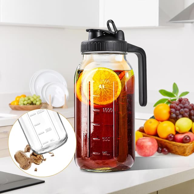 Thumbnail 5 de 64oz Glass Pitcher with Lid Mason Jar