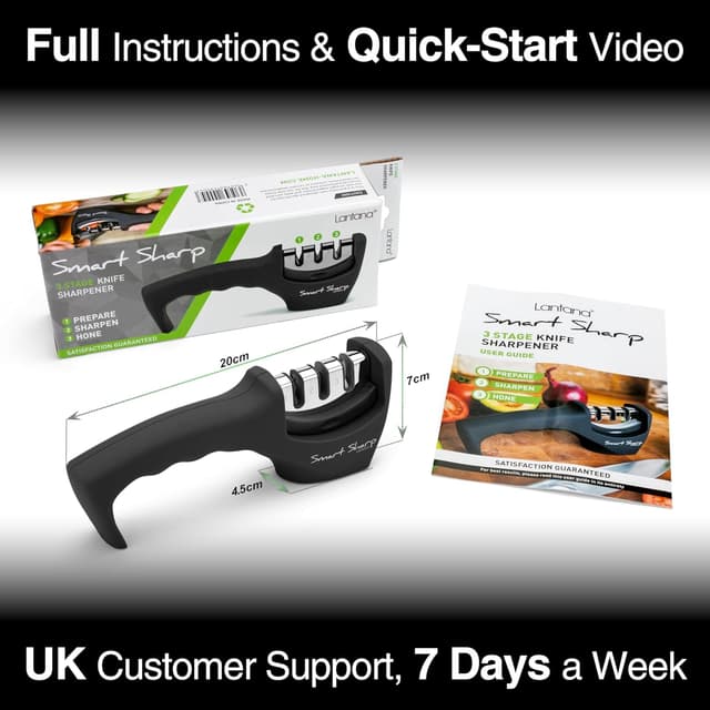 Thumbnail 6 de Lantana Smart Sharp 3-Stage Manual Knife Sharpener (ceramic stone, tungsten carbide & diamond) – Black/Chrome