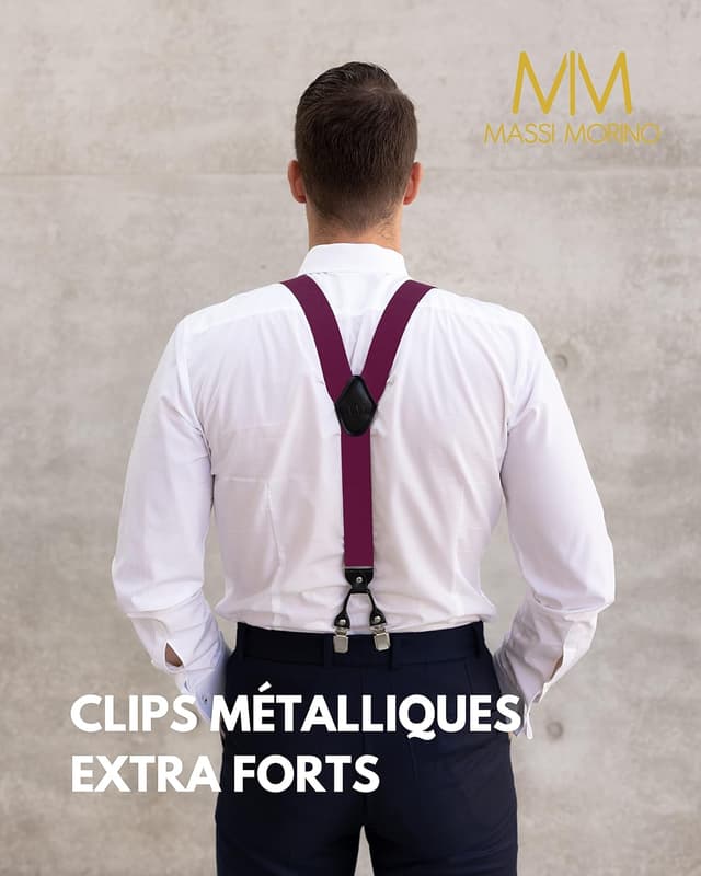 Detalle 1 de Massi Morino bretelles avec nœud papillon 3,5 cm