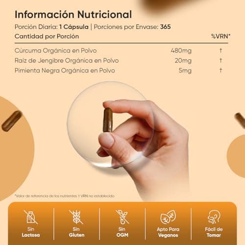 Detalle 2 de WeightWorld Cúrcuma Pimienta 365 cápsulas