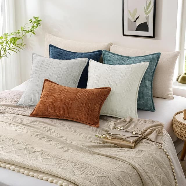 Detalle 2 de DecorUhome Chenille Throw Pillow Covers 22x22