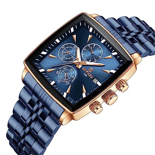 Thumbnail 6 de FORSINING reloj de cuarzo para hombre con cronógrafo multifunción y caja/correa de acero inoxidable azul (Blue)