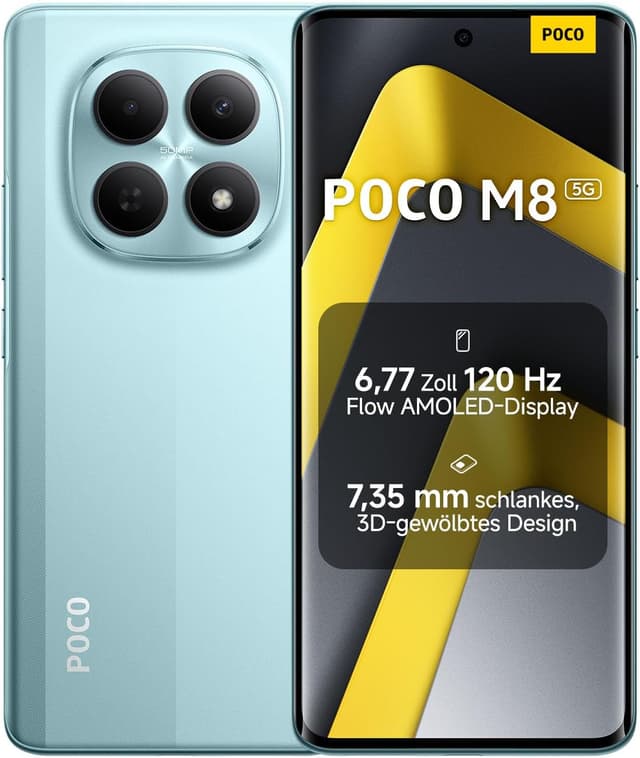 Detalle de Xiaomi POCO M8 5G – 8 GB RAM / 256 GB, 6,77" 120 Hz Flow AMOLED, Snapdragon 6 Gen 3, 50 MP KI-Dual-Kamera (Grün)