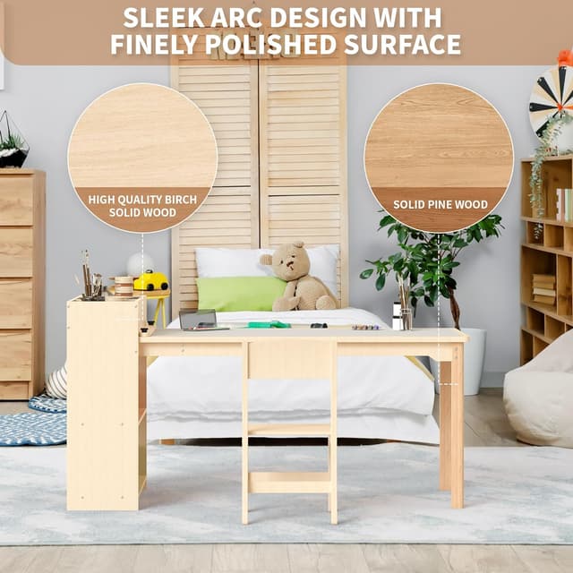 Detalle de Puecrof Children’s Wooden Desk and Chair Set 1