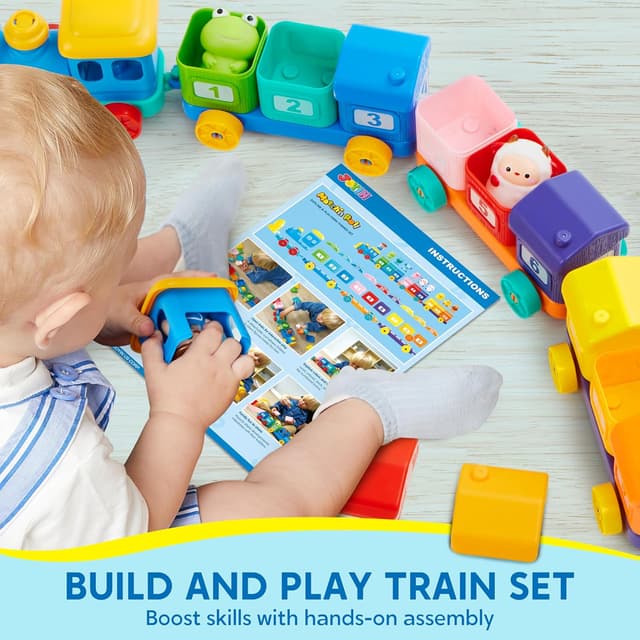 Detalle de Play-Act Montessori-style farm train learning toy with 9 animals and a farmer (1–3 years)