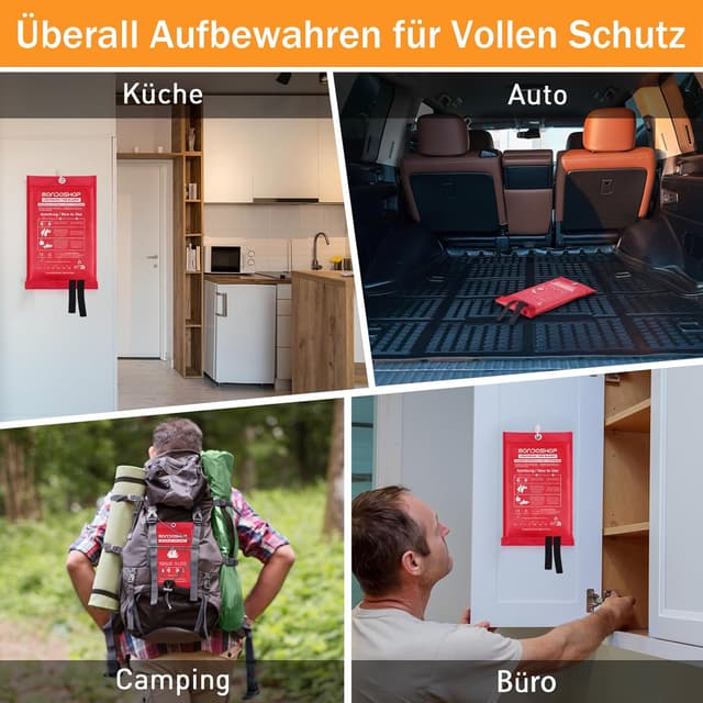 Thumbnail 4 de Mondoshop Löschdecke 1 m x 1 m Feuerdecke 🧯