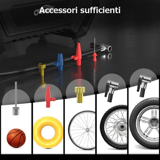Thumbnail 6 de Oasser Tyre Inflator Air Compressor 150 PSI (12V car/240V mains) with LED light and 5 nozzle adaptors