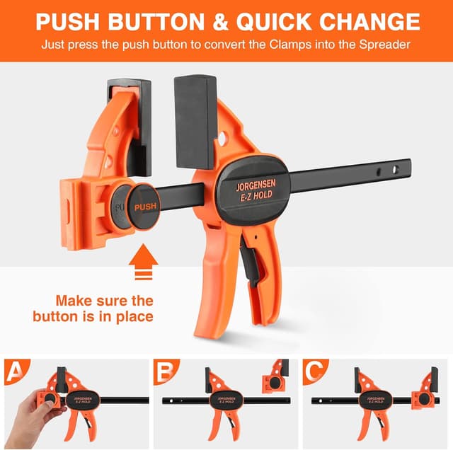 Detalle 2 de JORGENSEN 150 mm Woodworking Clamps 4-Pack (convertible up to 400 mm ratchet bar clamps)
