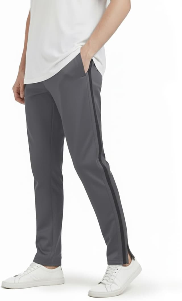 Detalle de Zylioo Tall Mens Track Pants with Side Stripe extra-long joggers and zip pockets