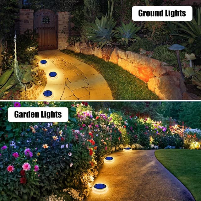 Detalle 2 de YiLaie Solar Decking Lights (Solar Step Ground Lights) – 4 Pack, IP68 Waterproof, Warm White