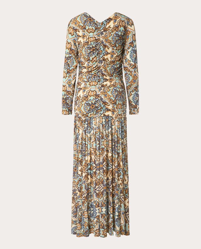 Thumbnail 1 de FARM Rio Vestido largo estampado azul y dorado