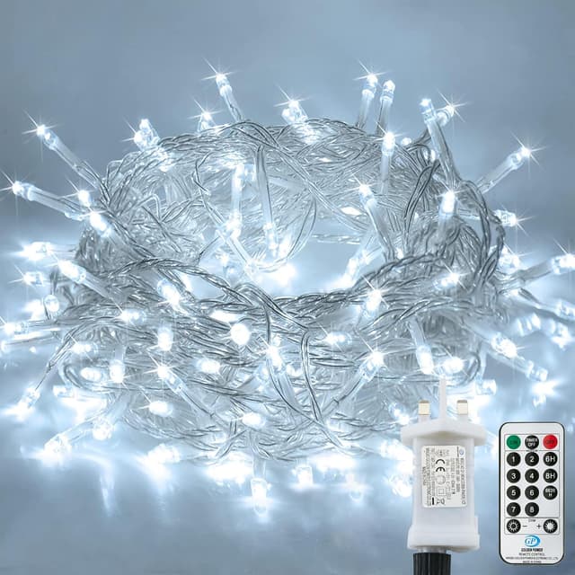 Thumbnail 6 de LITYBY Plug-in Waterproof Fairy Lights (15m/49ft, 120 LEDs) with Remote, 8 Modes – Warm White
