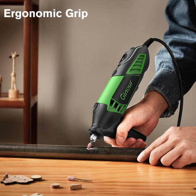 Thumbnail 6 de Ginour Rotary Tool Kit 200W (6 Variable Speeds 8000–35000RPM) with Keyless Chuck & Flex Shaft — 135 Accessories