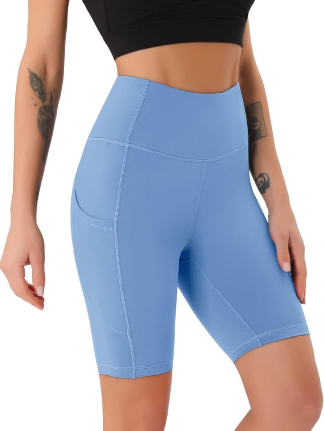 Detalle de Persit Damen kurze Leggings mit Taschen – blickdichte Radlerhose im High-Waist-Design