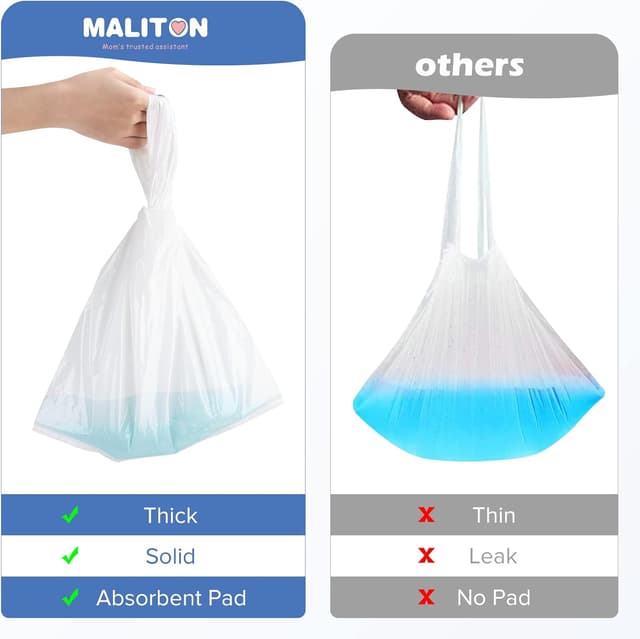 Detalle de Maliton Disposable Potty Liners (30 Pack) with Super Absorbent Pads – Universal travel potty refill bags