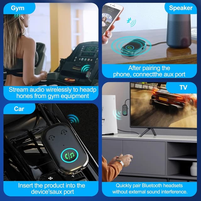 Thumbnail 6 de Bluetooth 5.3 2-in-1 Transmitter Receiver (3.5mm) for TV, Car and Airplane — Dual headphone pairing