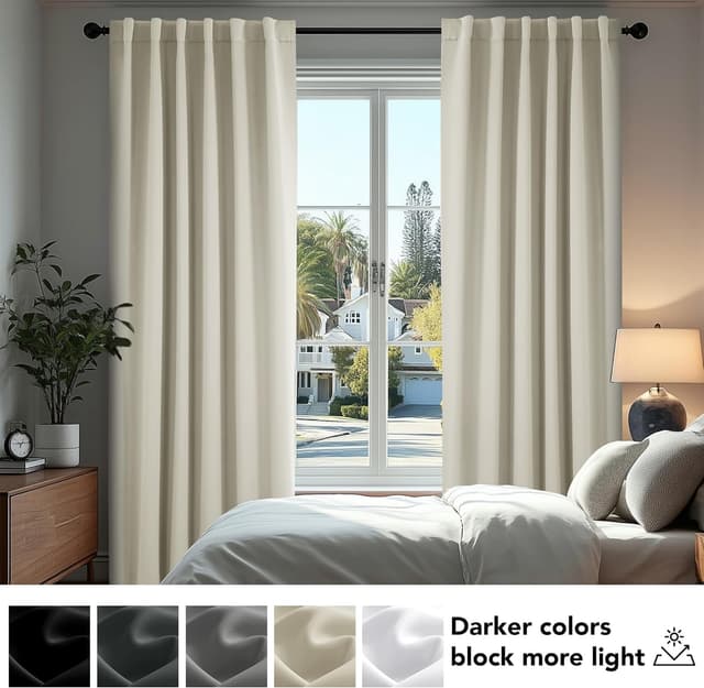 Thumbnail 6 de Deconovo rideaux occultants 3 en 1 beige clair 140×300