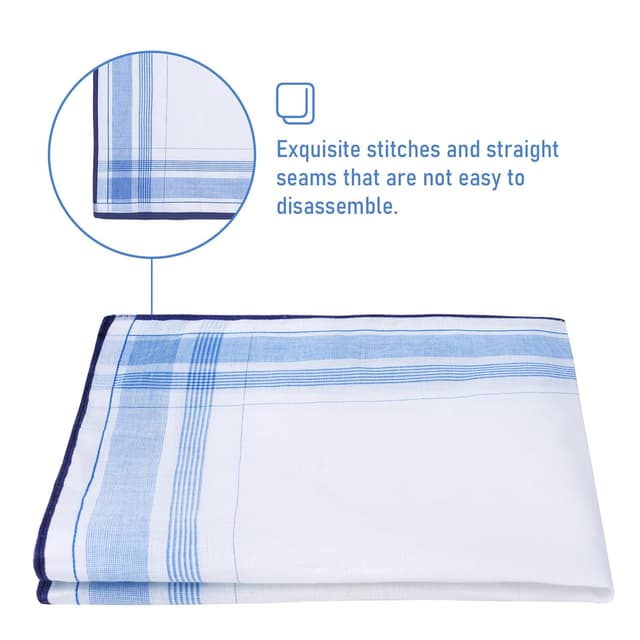 Detalle de Aomig Herren-Taschentücher aus Baumwolle, Set mit 12 Stofftaschentüchern (3 Farben/B), 40 x 40 cm