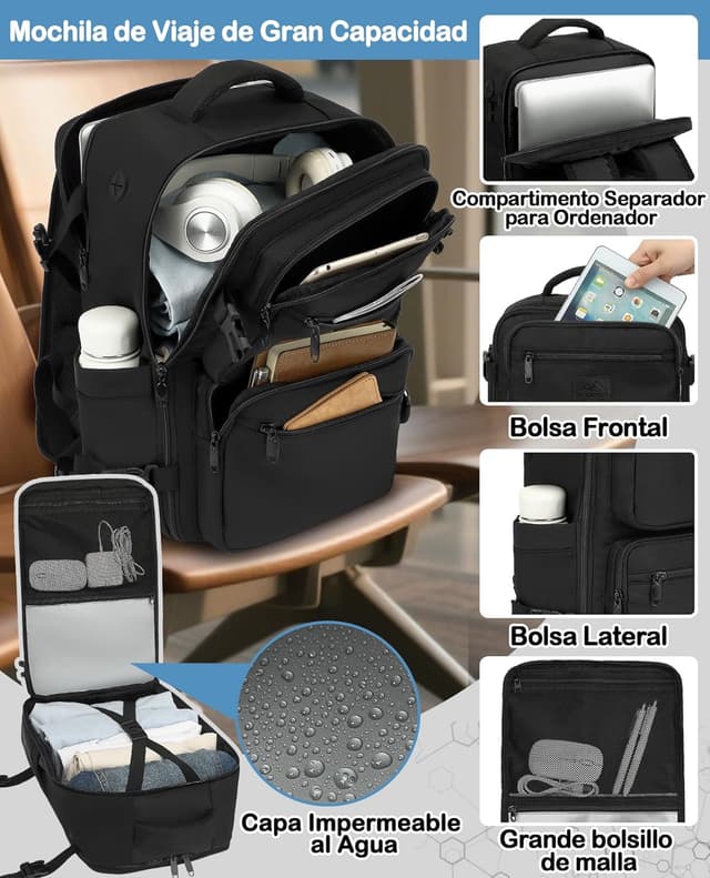 Detalle de LYNXCHER Mochila Viaje Cabina Avión 40x20x25