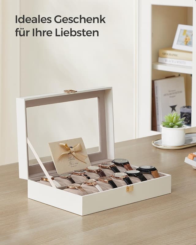 Thumbnail 6 de SONGMICS Uhrenbox mit 12 Fächern, Glasdeckel und Schaumstoff-Polstern (JWB120W01)