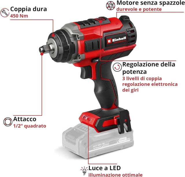 Detalle de Einhell Professional IMPAXXO 18/450 Power X-Change avvitatore a percussione a batteria brushless (senza batteria)