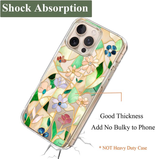 Detalle 2 de Unov Hülle für iPhone 16 Pro – klare, schlanke TPU-Schutzhülle mit erhabener Kante & geprägtem Muster