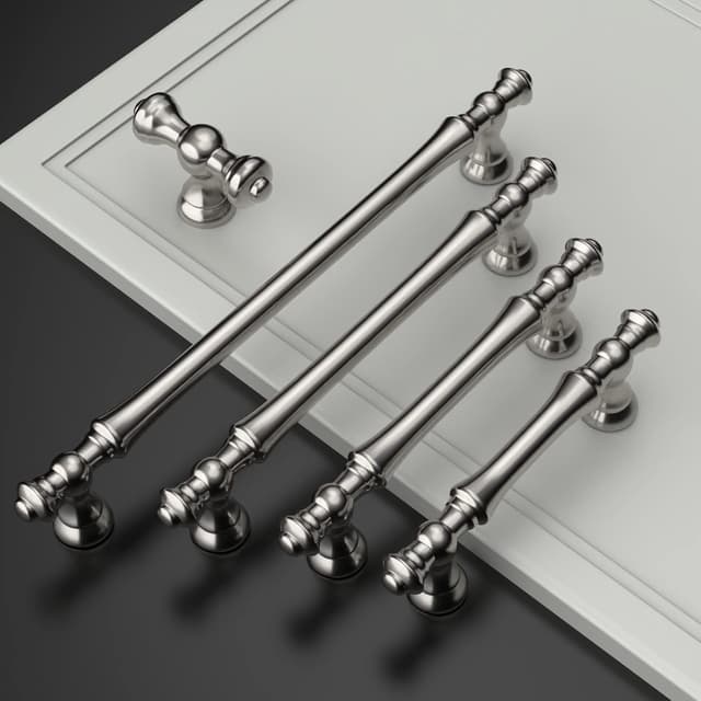 Detalle 2 de Amerdeco set da 6 pomelli per mobili in nichel spazzolato (lega di zinco) per cucina, armadietti e cassetti