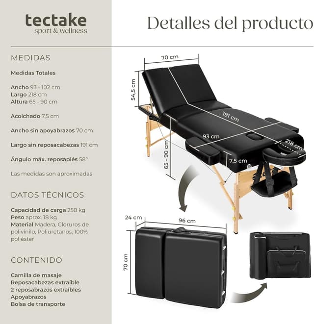 Thumbnail 5 de tectake Camilla Masaje Plegable 250 kg