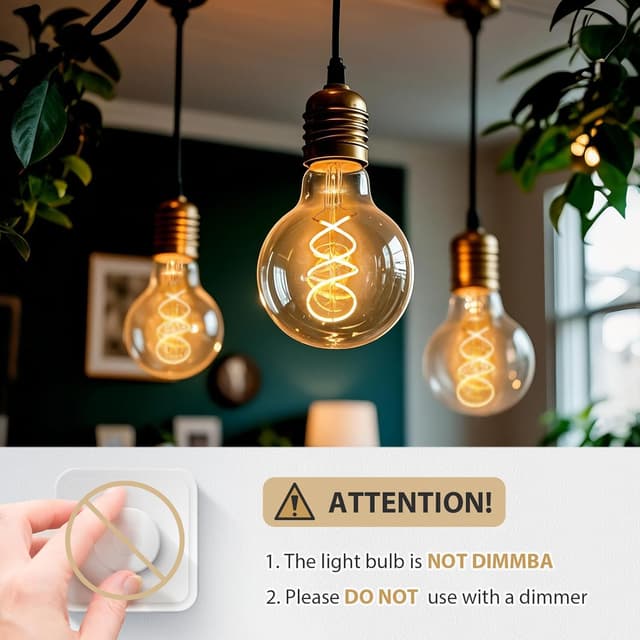 Detalle de YindaLux E27 LED Filament Edison G80 4W, 2200K warmweiß (3er Set), nicht dimmbar