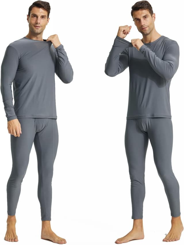 Detalle de BEGIANT Thermounterwäsche Set für Herren mit Fleece-Futter – langarm & lange Unterhose, Baselayer für Winter