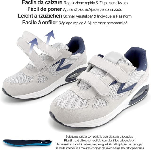 Detalle de STRAPPO SOFT : chaussures homme à scratch mesh respirant, amorti à coussin d’air et semelle antidérapante