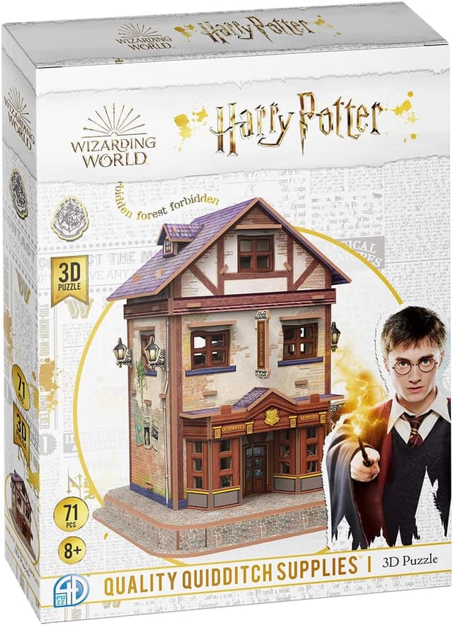 Detalle de Puzzle 3D Harry Potter Asmodee : le Magasin d’accessoires de Quidditch (environ 90 pièces) dès 8 ans